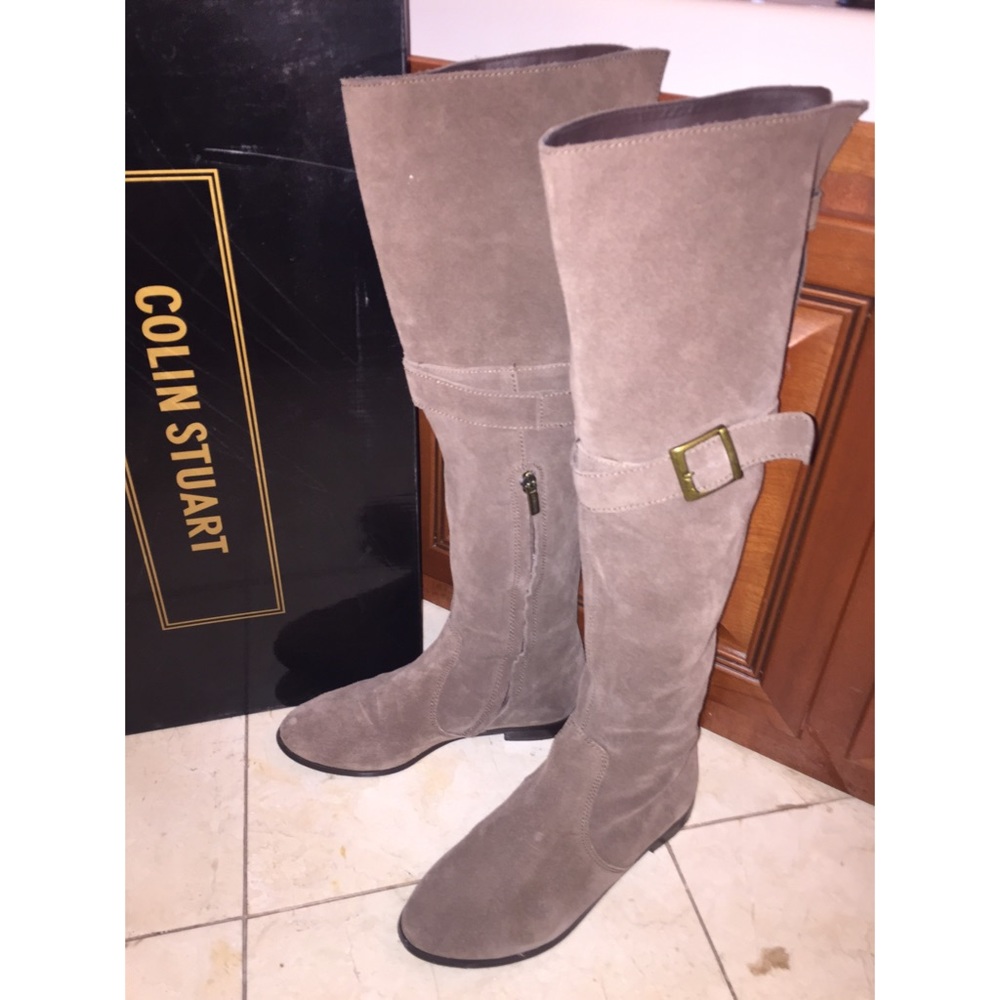 Colin Stuart Knee High Suede Leather Riding Boots